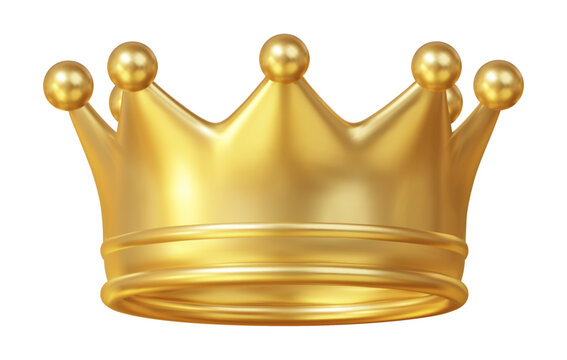 3d royal golden crown. Textured king gold crown. Stock vector illustration on isolated background.