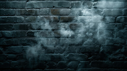 Dark brick wall with smoke and light