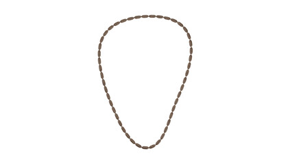 Dark wood beads isolated in transparent and white background. Jewelry concept. 3D render