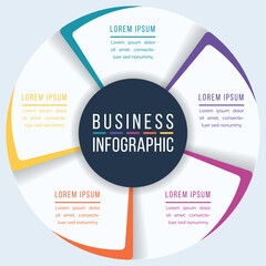 5 Steps Circle Infographic design 5 steps, objects, elements or options infographic business template