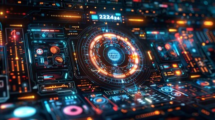 Futuristic and cyber background showcasing a sophisticated cybersecurity interface, highlighting the importance of protecting digital assets and information Watercolor style, high resolution