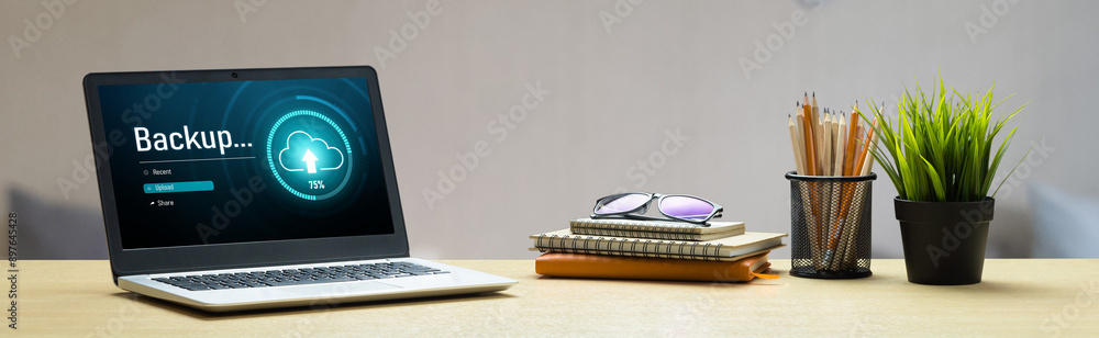 Poster backup storage data internet technology business concept. database storage cloud technology file dat