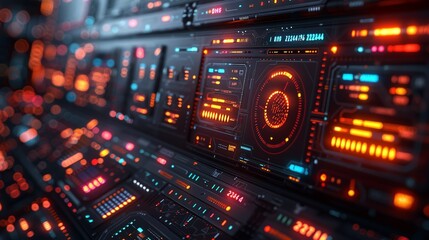 Naklejka premium Futuristic and cyber background showcasing a sophisticated cybersecurity interface with real-time threat detection, emphasizing the importance of protecting digital assets and information Watercolor