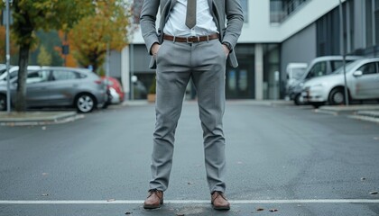 Man Standing in a Parking Lot on a Cloudy Day