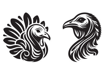 Turkey silhouette vector, Black turkey vector, Turkey Face silhouette drawing, Turkey vector illustration