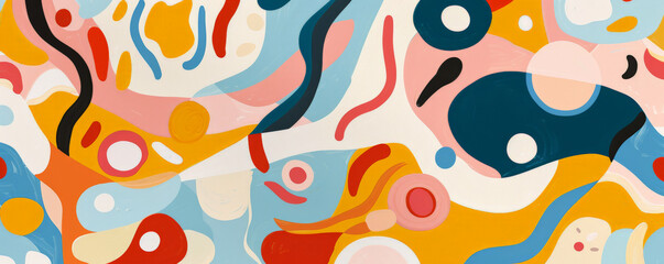 A whimsical abstract texture with playful shapes and bright colors, perfect for creating fun and engaging wall decor that delights the eye.