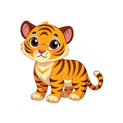 Cute baby tiger cartoon, vector illustration for your design