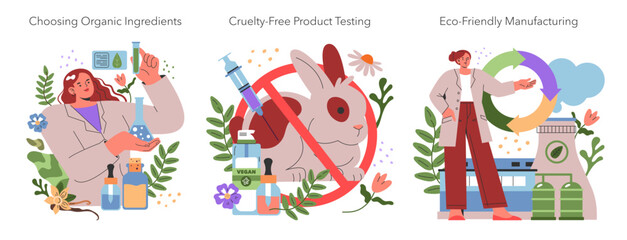 Ethical Cosmetics. Flat Vector Illustration