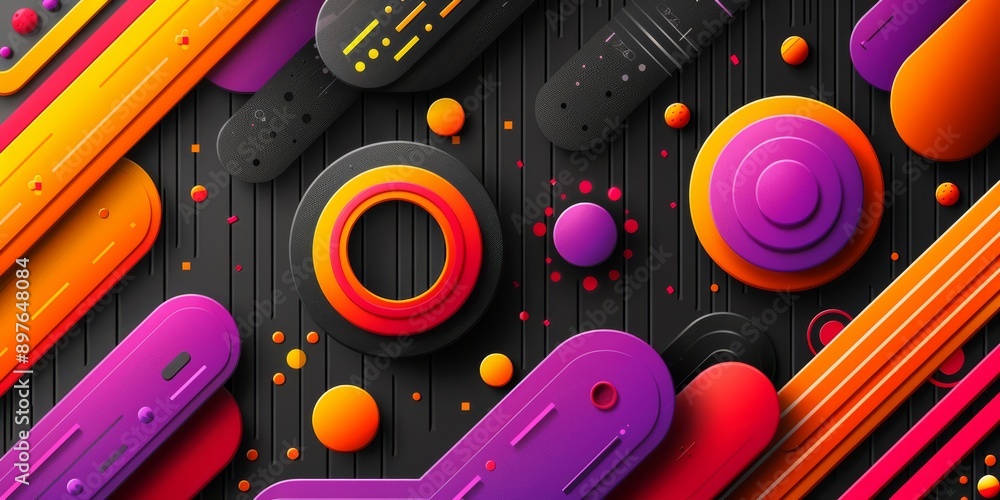 Poster abstract design with geometric shapes, bold color gradients, dynamic patterns, vibrant and modern co