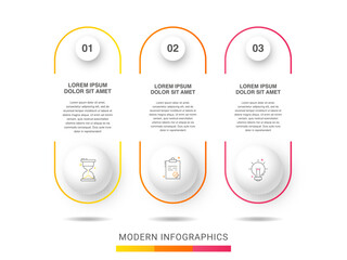 Vector timeline infographics template with three circles and options. Blank space for web, infographic, diagram, business, digital network, flowchart, presentations