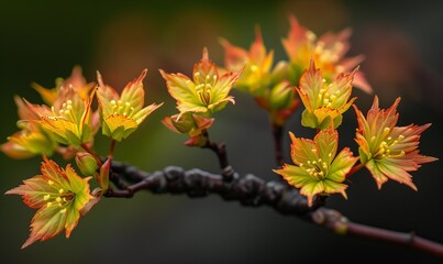 Fototapeta premium Fresh new leaves on a Japanese acer tree