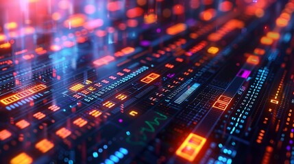 Obraz premium Dynamic modular background depicting a responsive, real-time interface with algorithmic trading data, highlighting the intelligence and efficiency of modern financial technology Watercolor style,