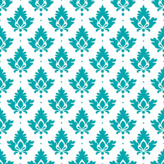 Turquoise vector seamless pattern. Ornament, Traditional, Ethnic, Arabic, Turkish, Indian motifs. Great for fabric and textile, wallpaper, packaging design or any desired idea. 