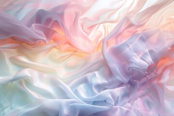 Obraz premium A delicate arrangement of soft, translucent fabric, showcasing a blend of pastel colors and flowing textures, creating a serene and dreamlike atmosphere