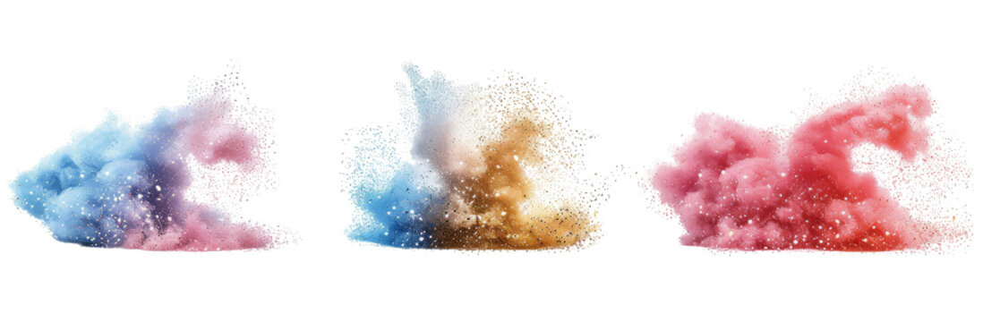 Shimmering Glitter Fantasies  Blue Fairy Dust, Gold Cascades, and Pink Cloud Studio Shotcut out PNG on transparent 
