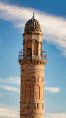 Minaret of Ulu Cami, also known as Great mosque of Mardin in Turkey. Mardin Grand Mosque, being the...