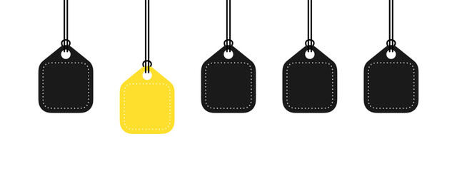 Empty price tags set. Cloth label tag blank mockup