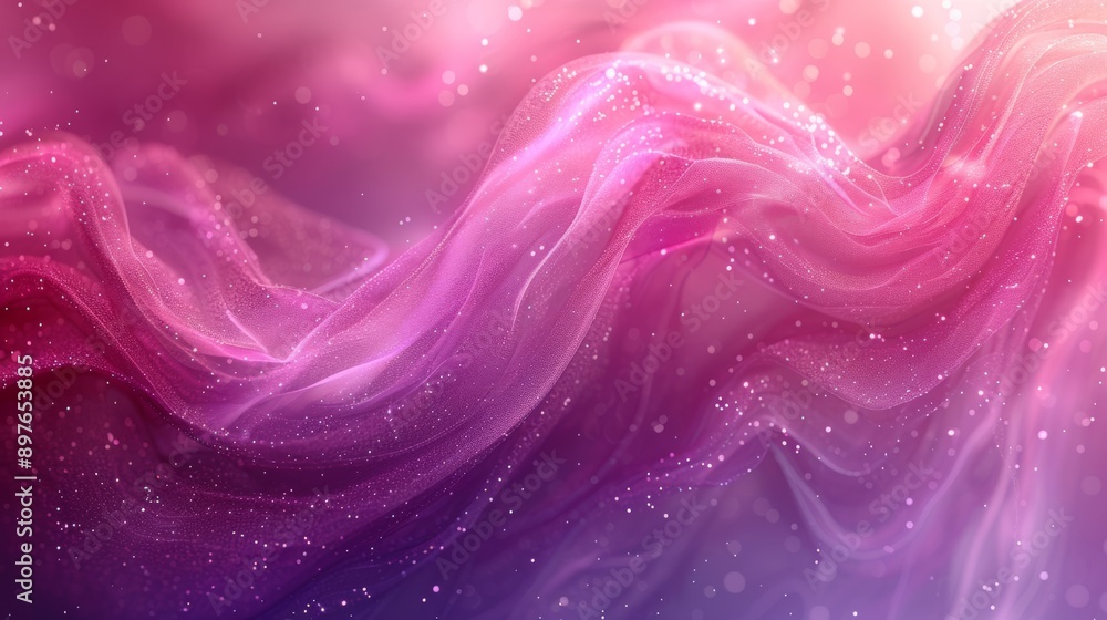 Poster an enchanting abstract backdrop with pink and purple swirls and shimmering particles creates a mesme