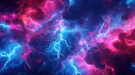 The artwork depicts a dynamic and powerful lightning storm with vibrant colors, embodying energy and intensity
