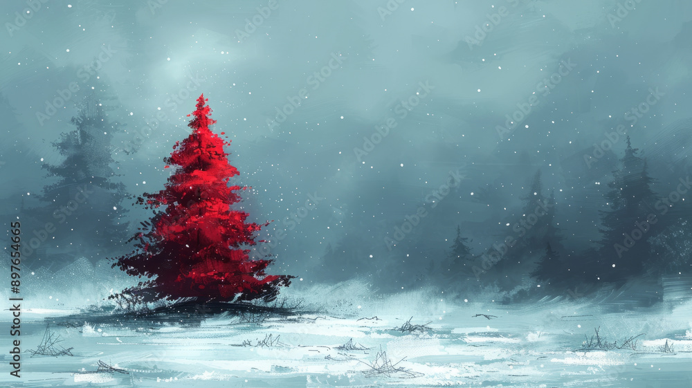 Fototapete create a drwaing of a christmas tree with presend, generative ai