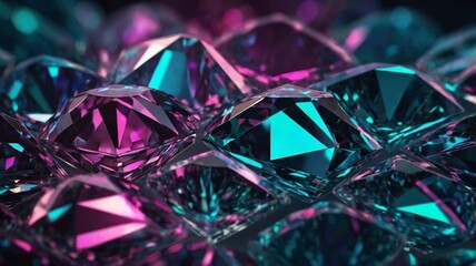Futuristic Background with Diamond Shapes and Holographic Effects