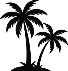palm or coconut trees vector illustration set on white background
