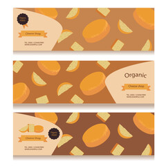 Cheese shop flyers with text on an isolated background