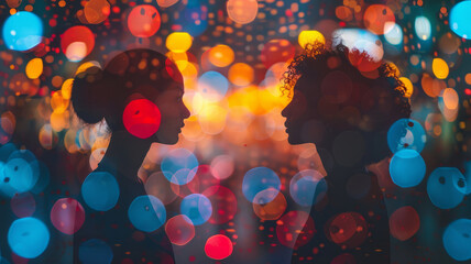 Symbolic image of authentic and imperfect interaction in social media, contrasted against a background of idealized but bland posts.generative ai