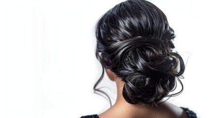 Naklejka premium Stylish female designer hairstyle on white background