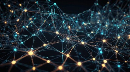 Glowing Network Background with Interconnected Nodes and Lines