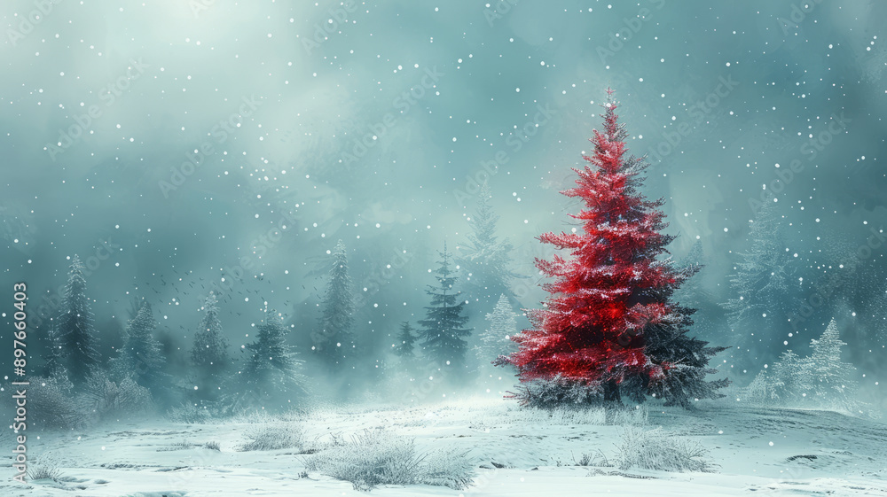 Fototapete create a drwaing of a christmas tree with presend, generative ai