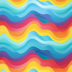 Fototapeta premium Seamless pattern colorful abstract pop art waves eye catching retro style curves geometry pleasant vintage colors soft texture artistic and fluid background backdrop wallpaper trippy repeating pattern