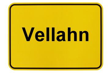 Illustration eines Ortsschildes der Gemeinde Vellahn in Mecklenburg-Vorpommern