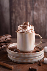 photography, chocolate, marshmallow, cup, drink, mug, milk, relaxation, freshness, food, hot drink, cappuccino, coffee - drink, winter, latte, breakfast, indulgence, liquid, snack, gourmet