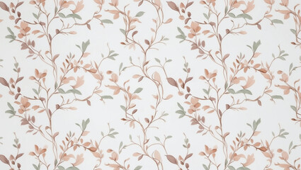 Seamless Abstract Watercolor Floral Pattern With Delicate Pink and Green Branches