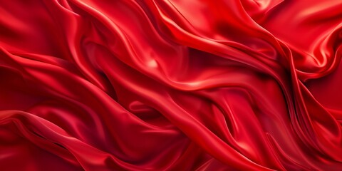 Obraz premium Closeup of rippled red silk fabric - AI Generated