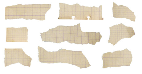 a piece of old squared paper on a white background