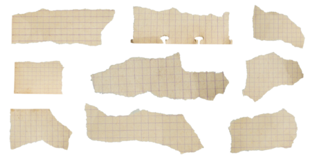 a piece of old squared paper on a white background