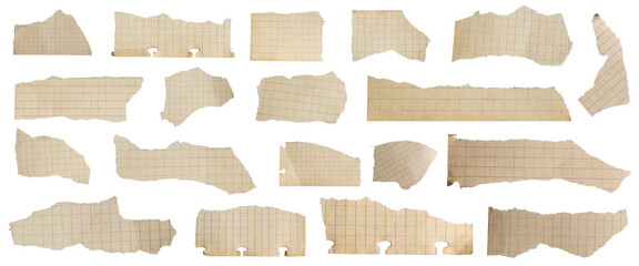 a piece of old squared paper on a white background