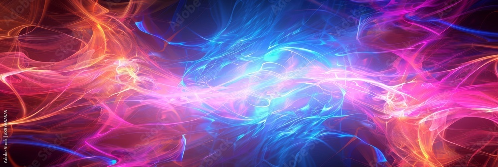 Poster colorful abstract background with vibrant and dynamic neon light effects creating a mesmerizing visu