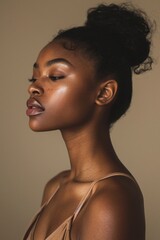 Gorgeous woman side profile