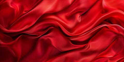 Obraz premium Closeup of rippled red silk fabric - AI Generated