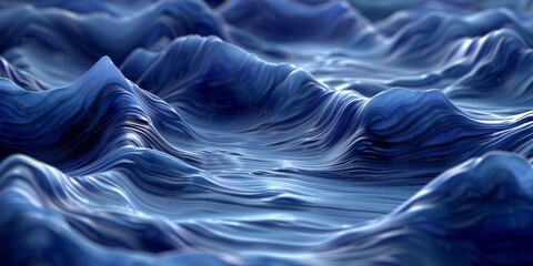 Obraz premium Deep blue waves abstract texture is mesmerizing, calming, hypnotic, with ethereal and organic elements