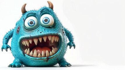 Expressive and emotional Cute 3D cartoon monster. This character may be related to animation, children's media, or character design