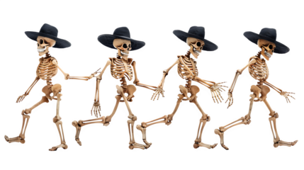 Skeleton Calacas for Day of the Dead Theme, Vibrant and Playful Mexican Cultural Symbols, Colorful and Traditional Celebration Figures, png file, isolated on white