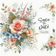 Wedding invitation greeting cards elegant vintage style