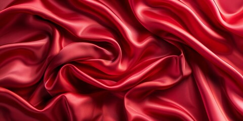 Obraz premium Closeup of rippled red silk fabric - AI Generated