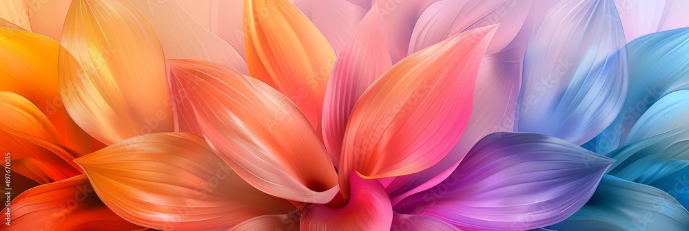 Poster vivid petal shapes in a colorful abstract art create a dynamic and vibrant visual, bold and expressi