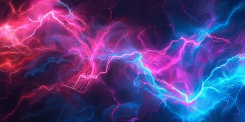 Vivid abstract design with neon energy in pink and blue, creating dynamic cyber technology atmosphere