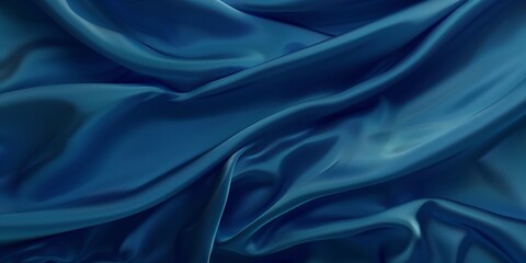 Fototapeta premium Closeup of rippled blue silk fabric - AI Generated